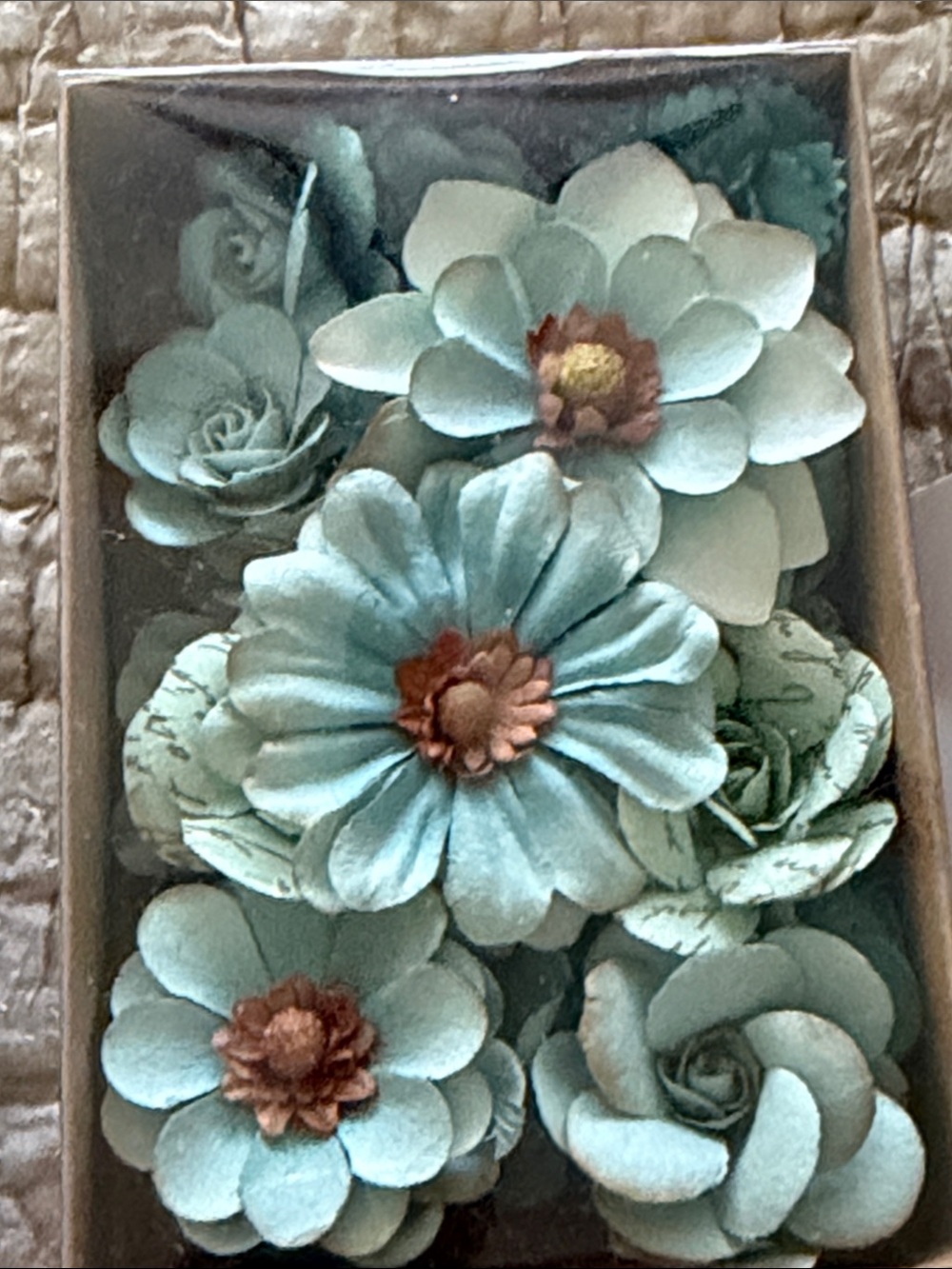 Recollections Mint Blue Paper Flower Packs with Brown Centers